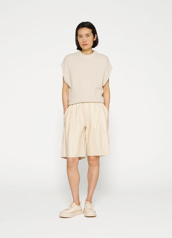 short sleeve boucle top | light natural