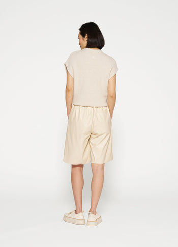 short sleeve boucle top | light natural