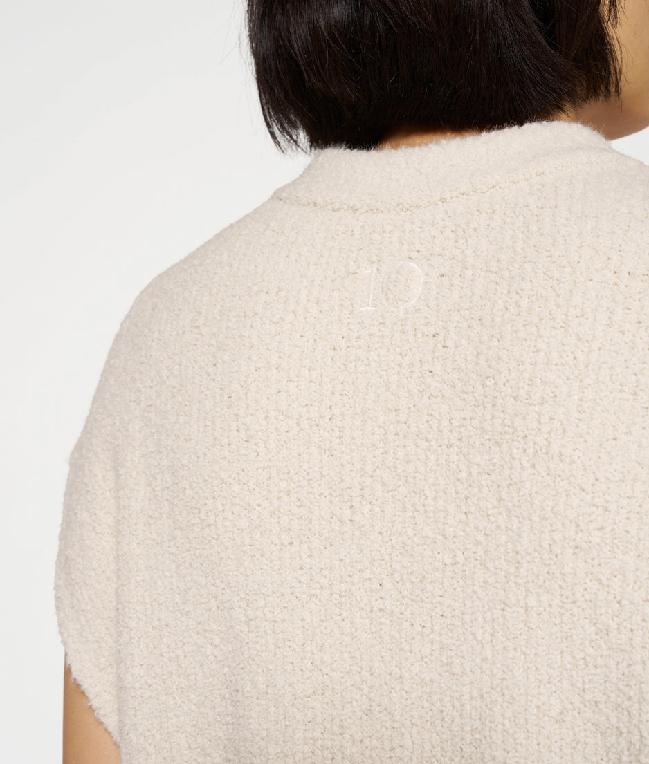 short sleeve boucle top | light natural