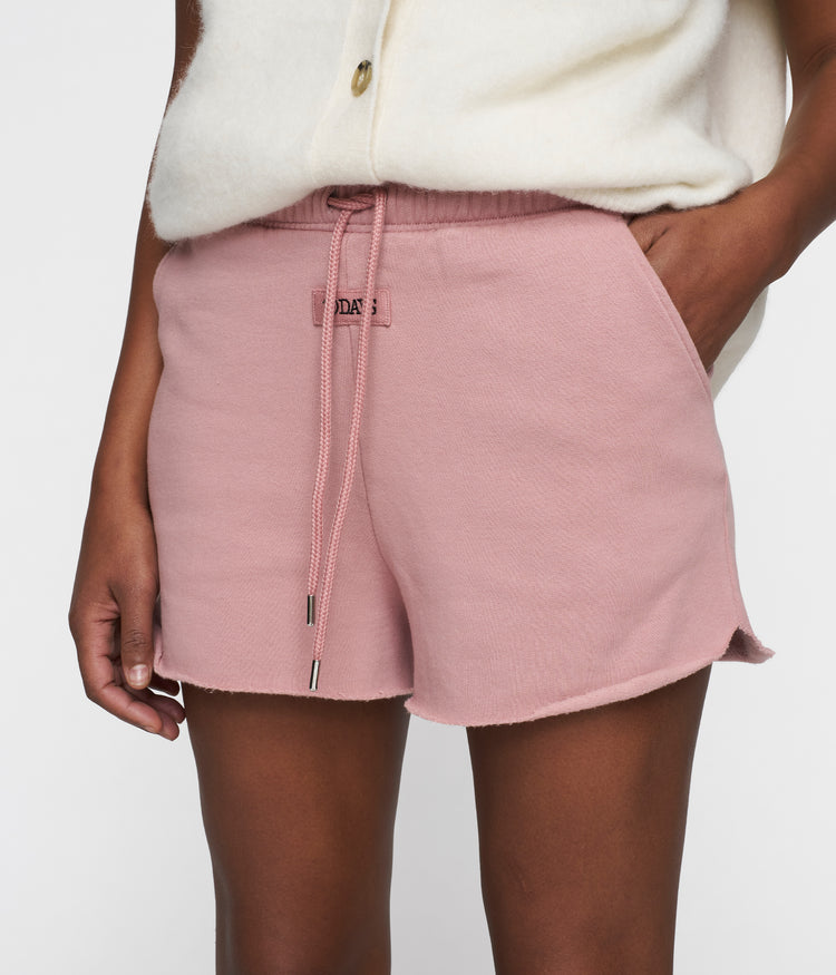 fleece shorts | raspberry