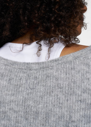 deep neck knit sweater | light grey melee