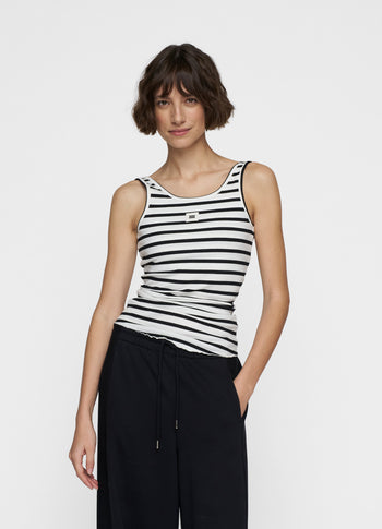 ballet top back scoop stripes | ecru/black