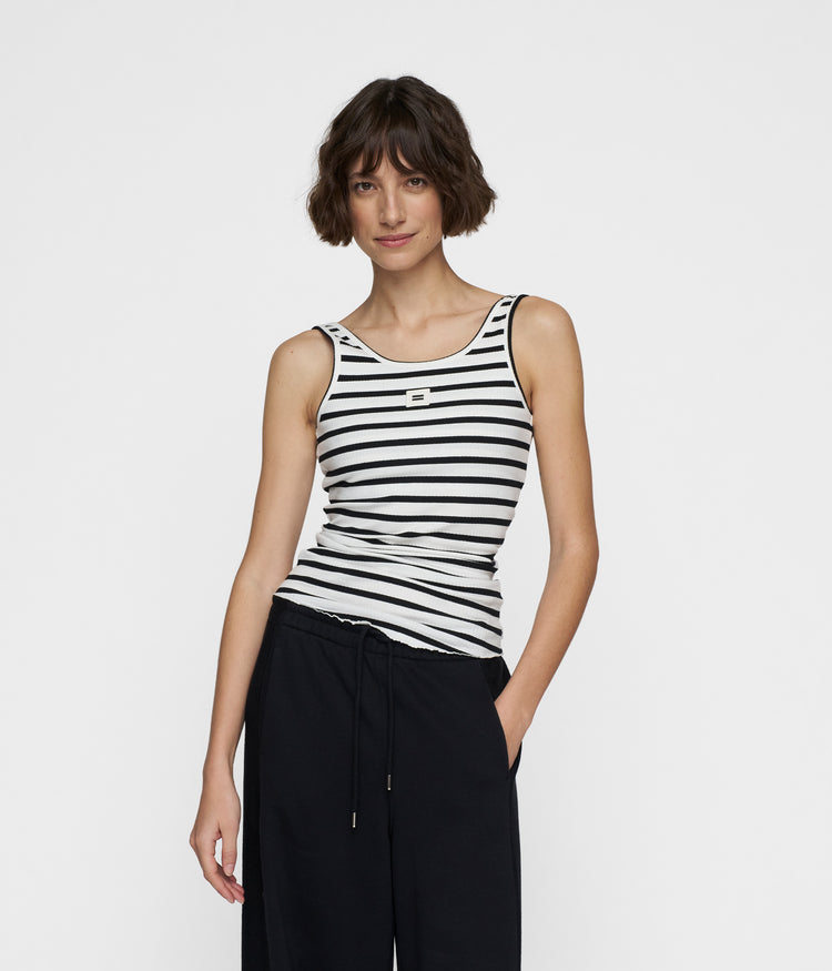 ballet top back scoop stripes | ecru/black