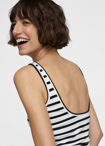 ballet top back scoop stripes | ecru/black