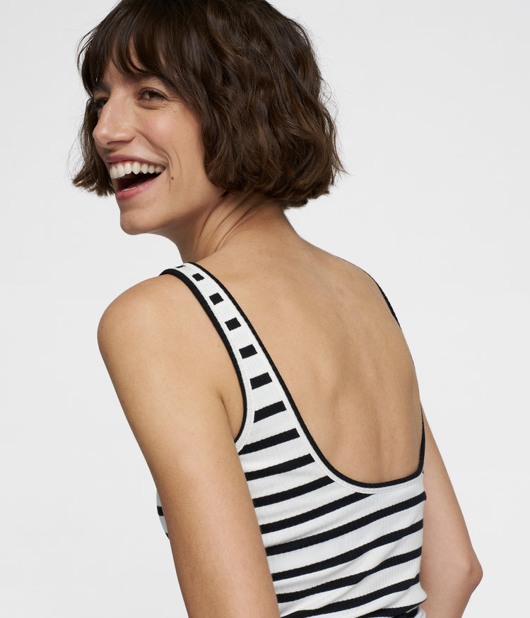 ballet top back scoop stripes | ecru/black