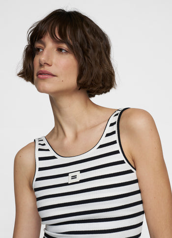 ballet top back scoop stripes | ecru/black