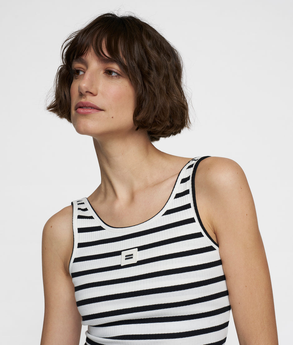 ballet top back scoop stripes | ecru/black