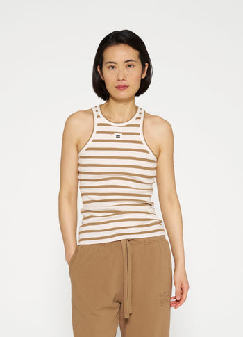 tank top rib stripes | ecru/cedar brown