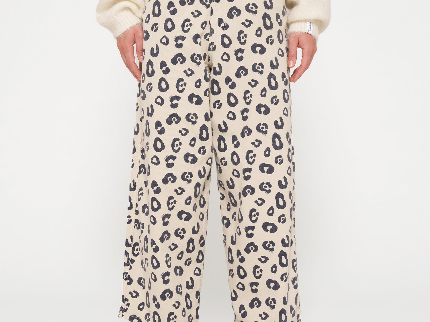 wide twill pants leopard | light natural