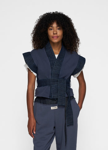 padded kimono gilet | yale blue