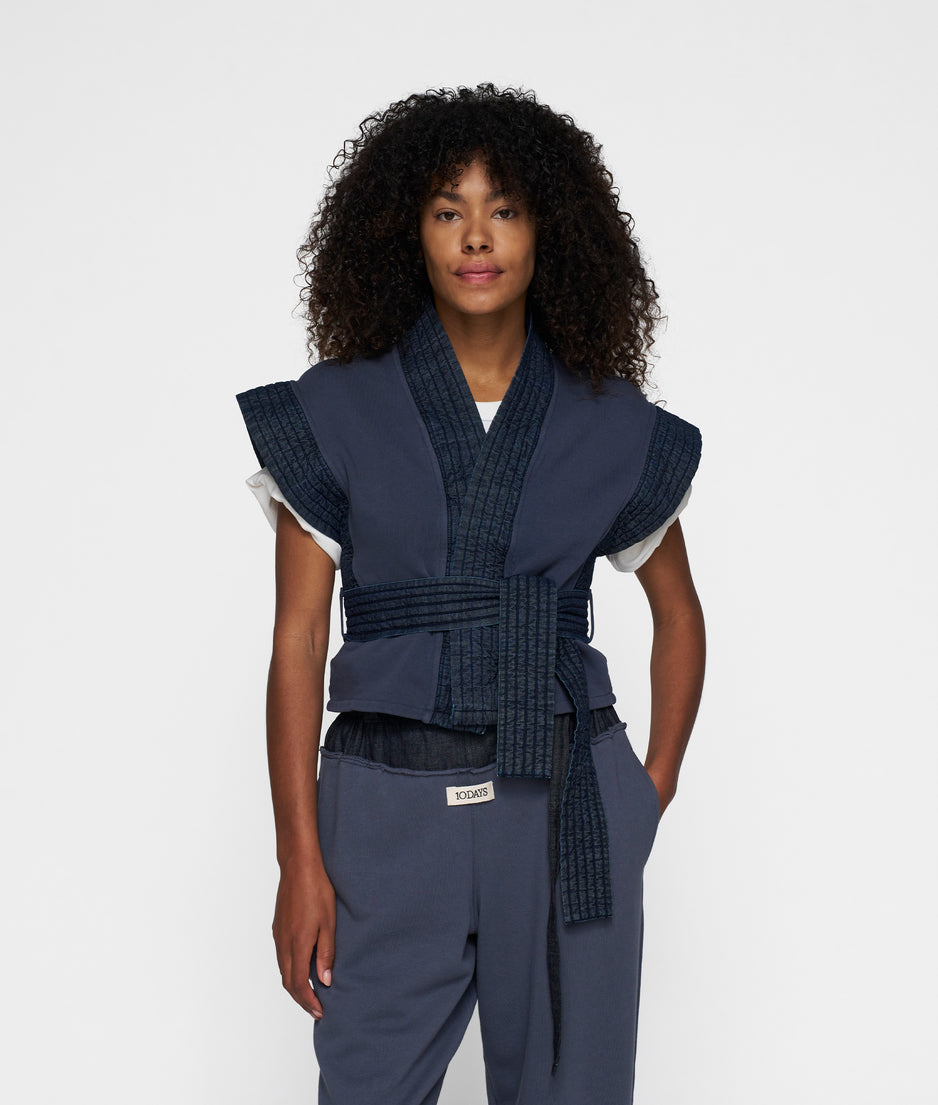 padded kimono gilet | yale blue