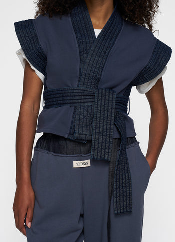 padded kimono gilet | yale blue