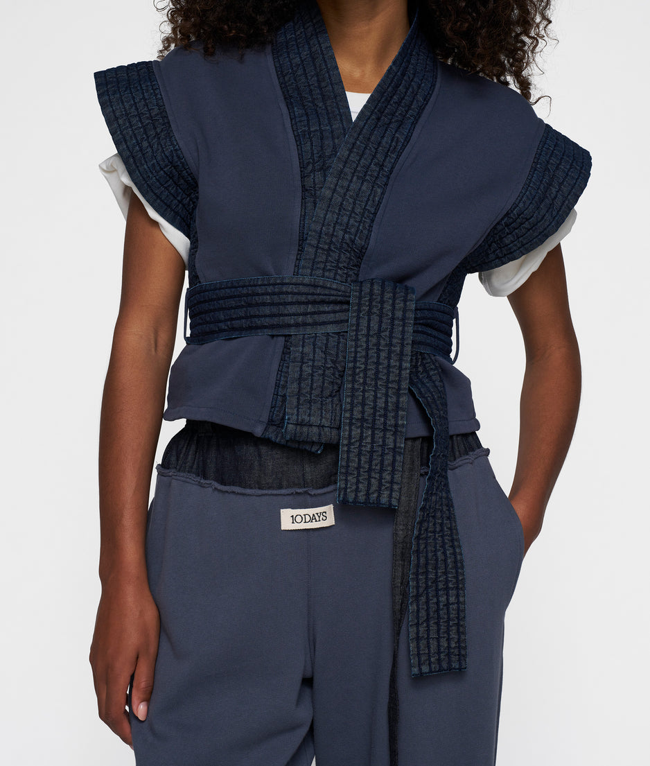 padded kimono gilet | yale blue