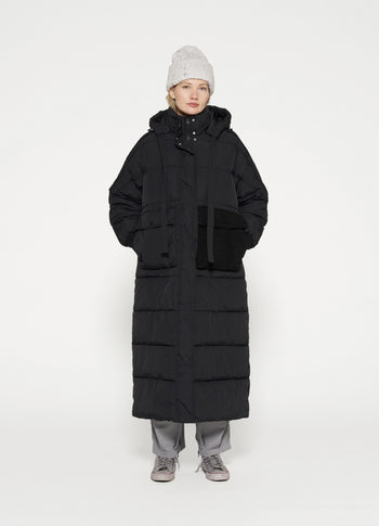 long puffer jacket | black