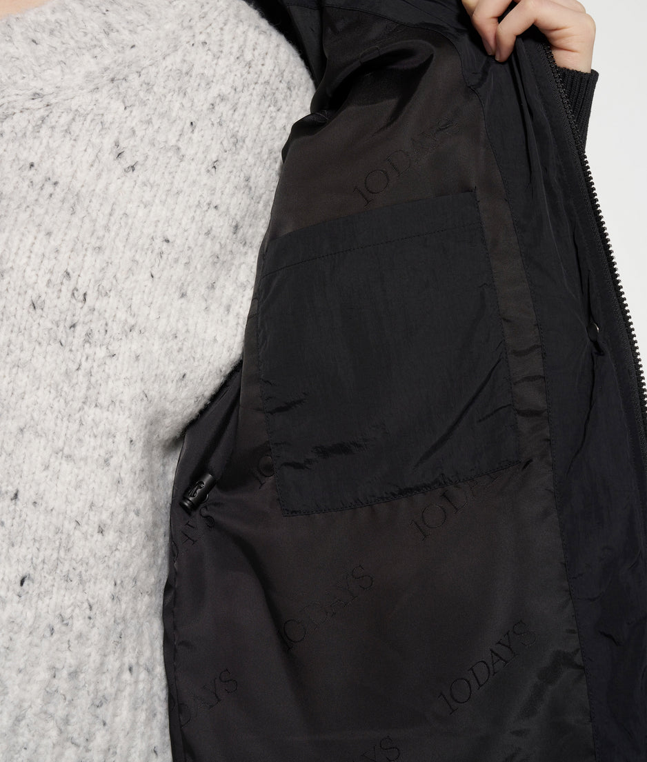 long puffer jacket | black