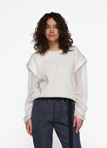 cropped statement sweater tulle | soft white melee