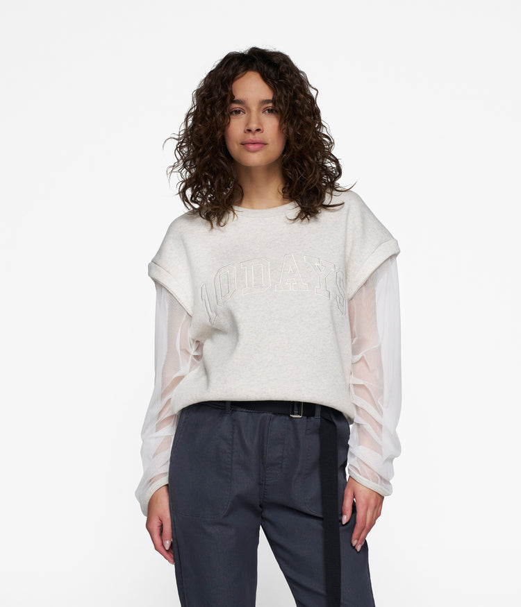 cropped statement sweater tulle | soft white melee