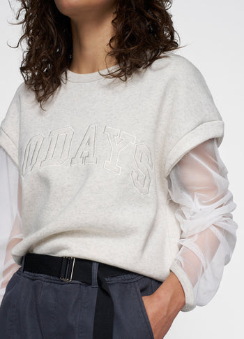 cropped statement sweater tulle | soft white melee