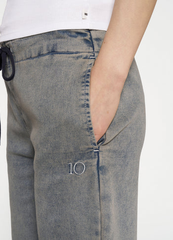 flared jogger jog denim | blue denim