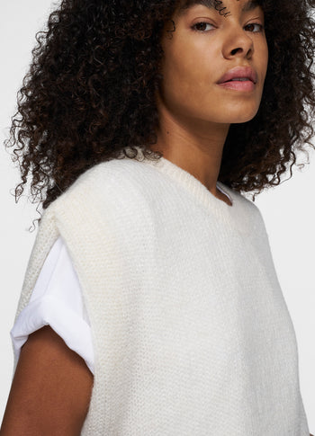 shortsleeve knit sweater | ecru