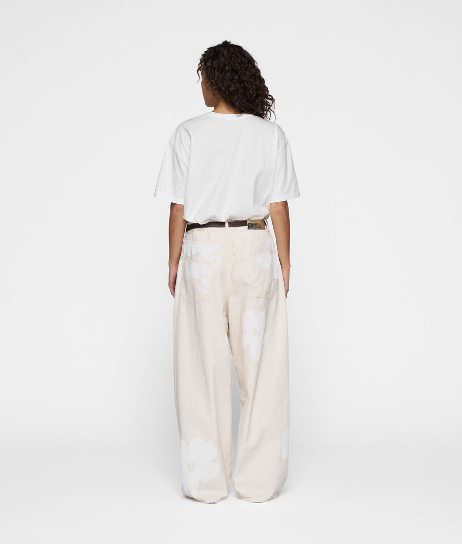 wide leg pants flower | ecru