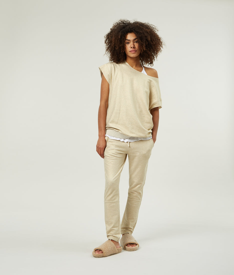 cropped jogger foil | light safari