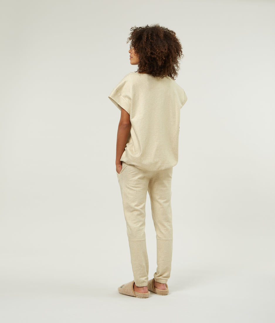 cropped jogger foil | light safari