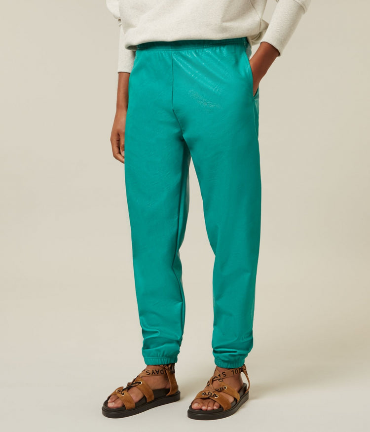 vegan leather jogger | blue grass