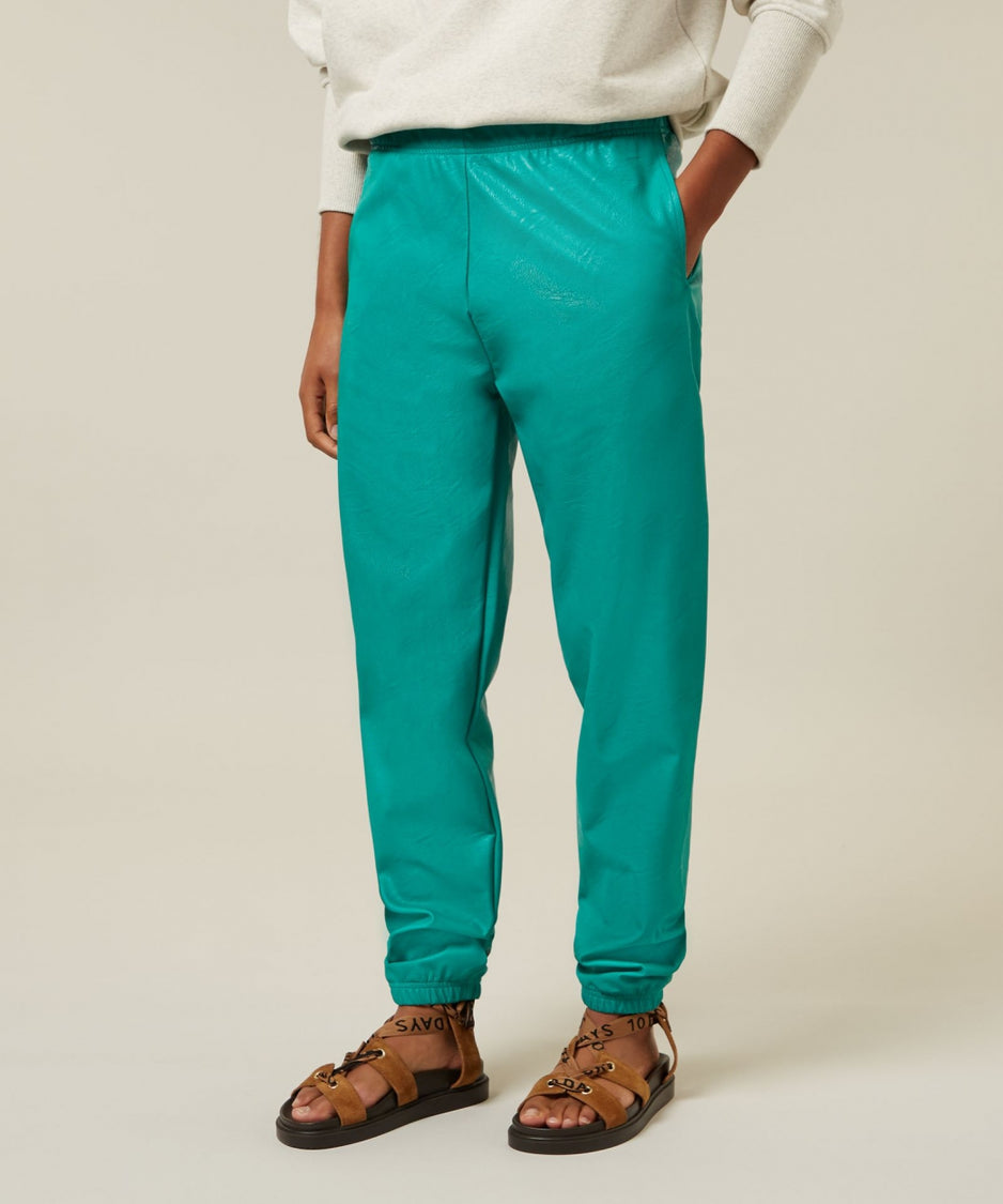 vegan leather jogger | blue grass