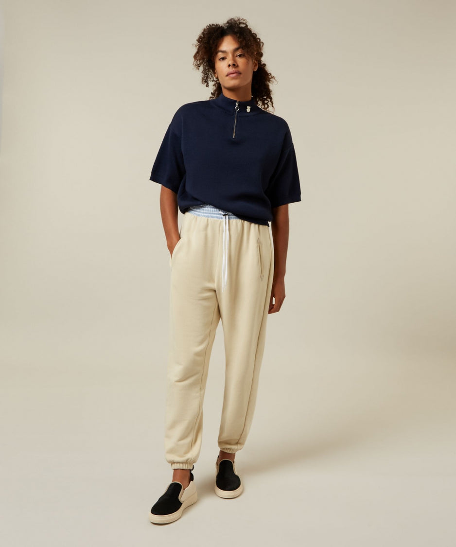 loose jogger paper fleece | biscuit