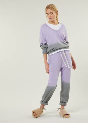 high waist jogger dip dye | lilac