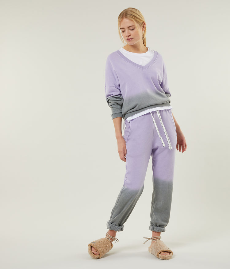 high waist jogger dip dye | lilac