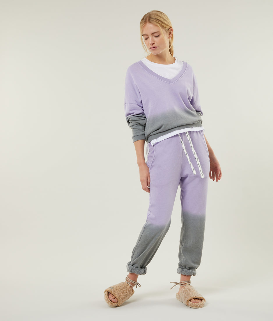 high waist jogger dip dye | lilac