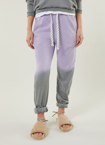 high waist jogger dip dye | lilac