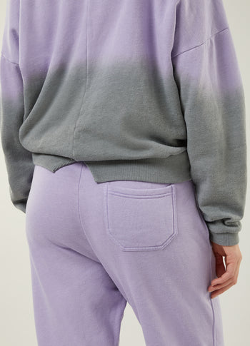 high waist jogger dip dye | lilac