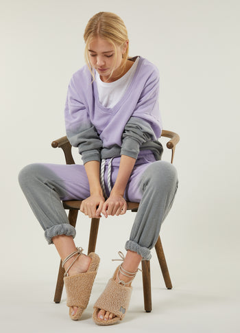 high waist jogger dip dye | lilac