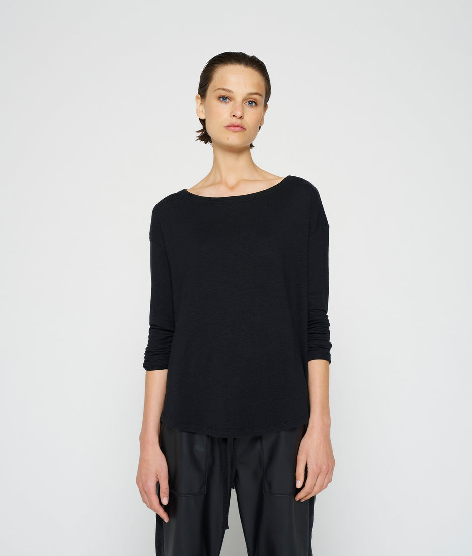 longsleeve tee linen | black