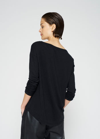 longsleeve tee linen | black