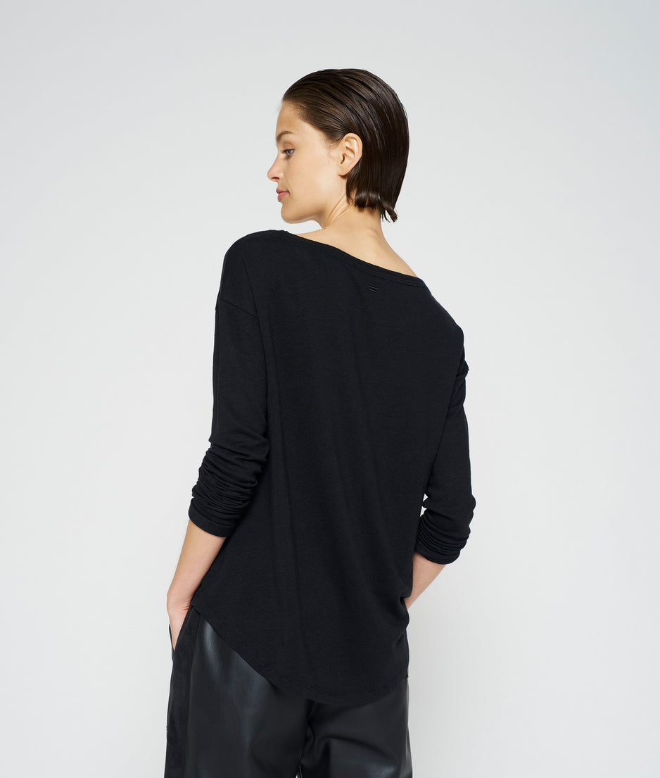 longsleeve tee linen | black