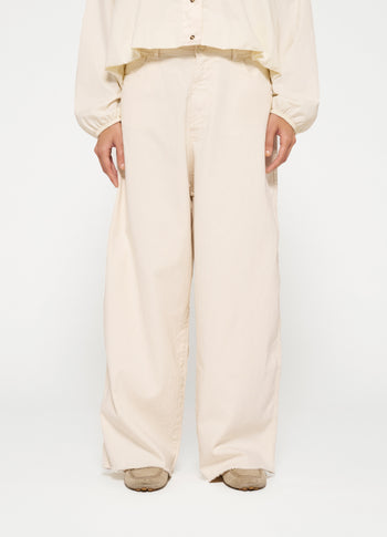 wide twill pants | ecru