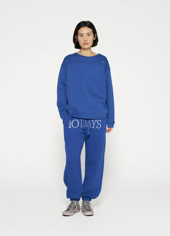 raw edge statement sweater | true blue