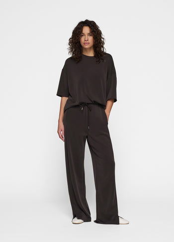 soft wide leg jogger | chocolate