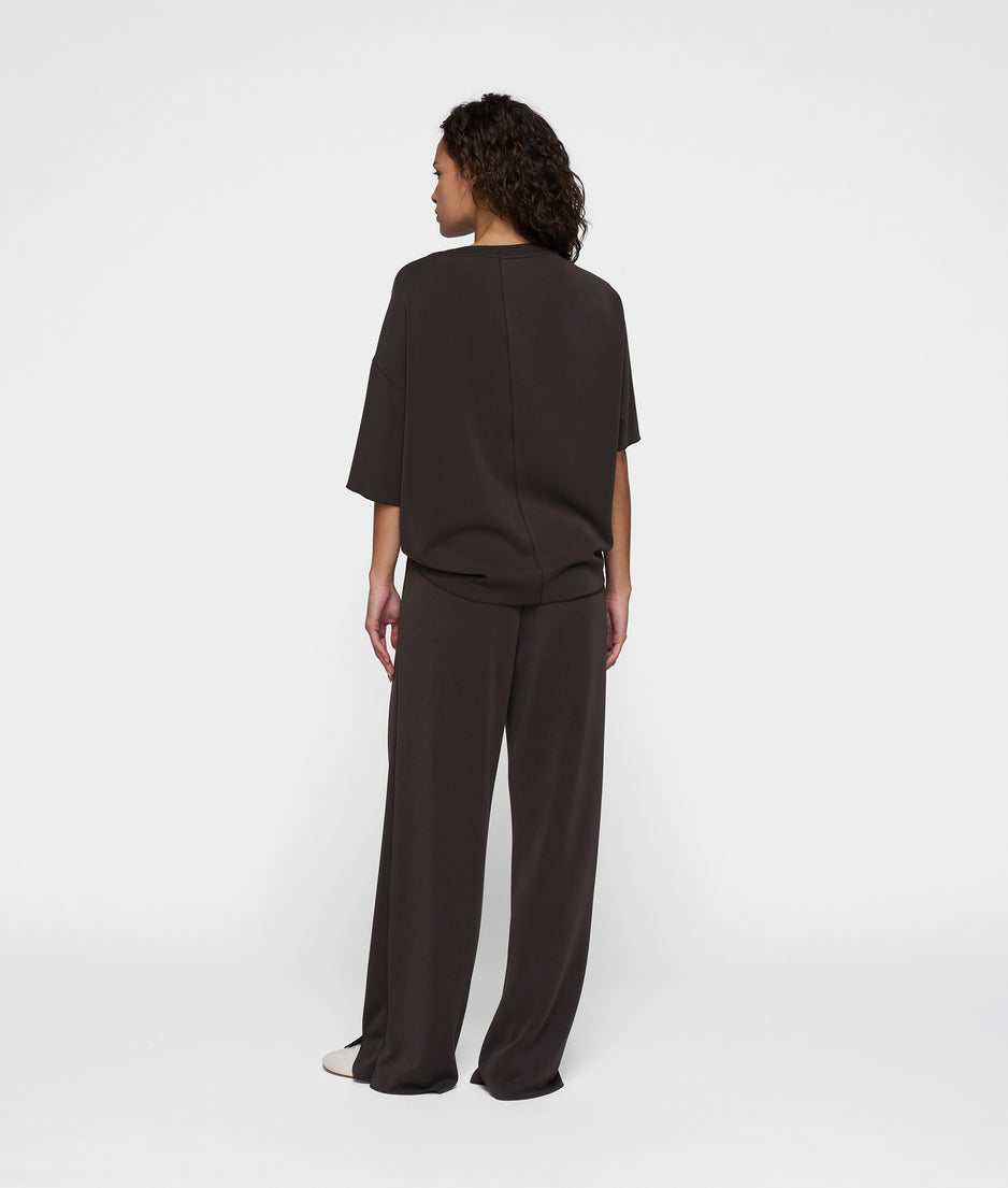 soft wide leg jogger | chocolate