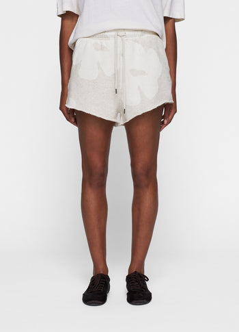 fleece shorts flower | soft white melee