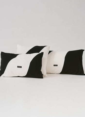 pillow double stripe 50x50 | ecru/black