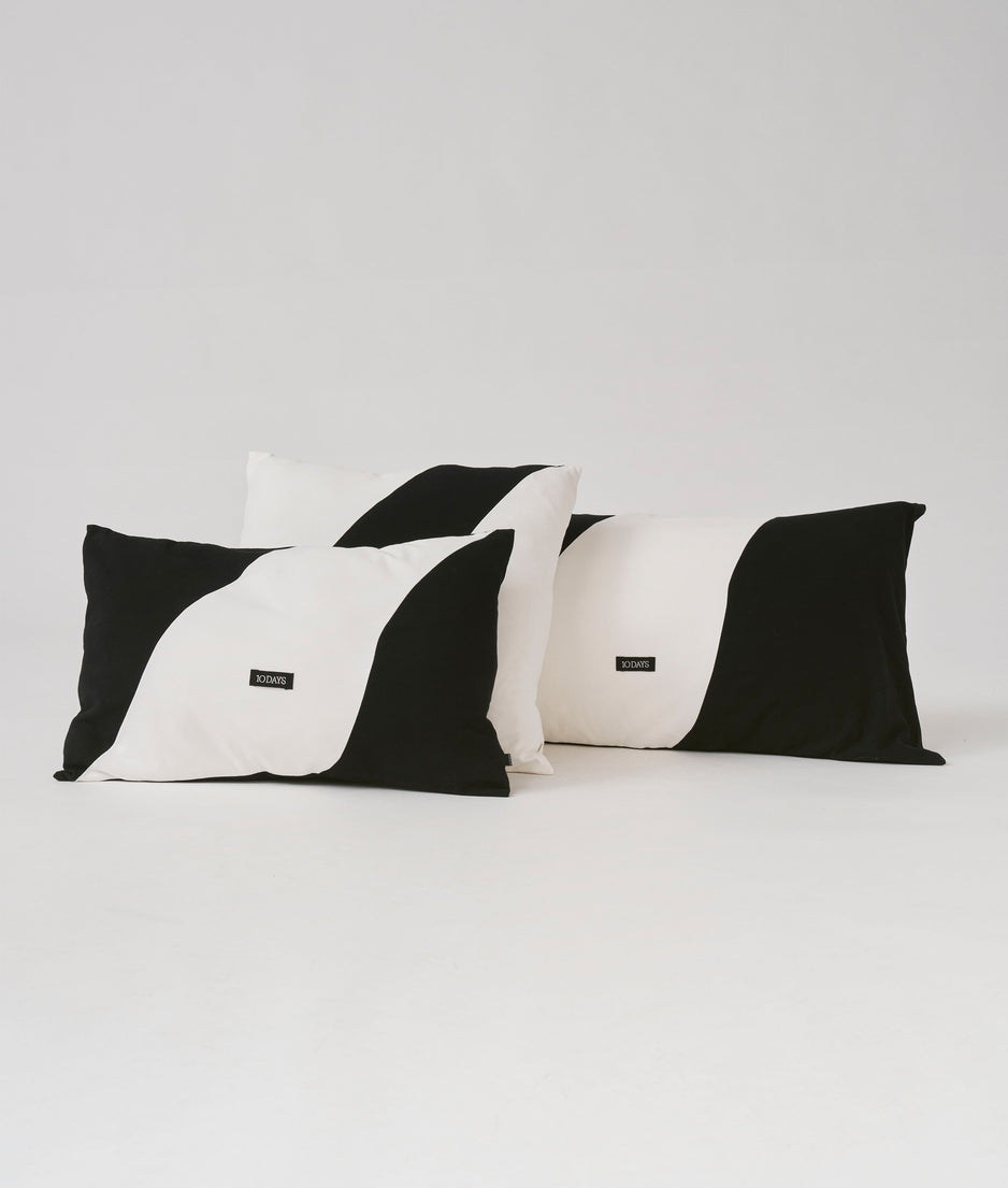 pillow double stripe 50x50 | ecru/black