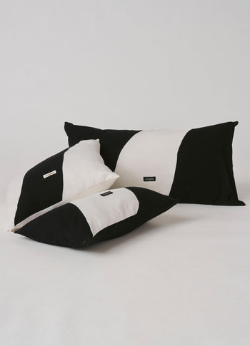 pillow double stripe 50x50 | ecru/black