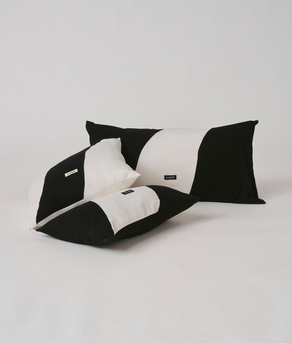 pillow double stripe 50x50 | ecru/black