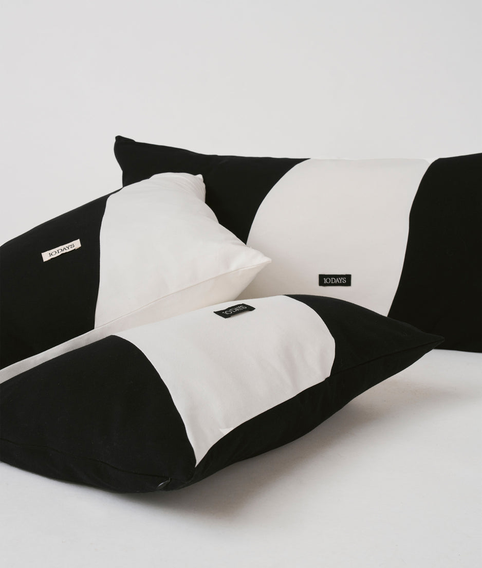 pillow double stripe 50x50 | ecru/black