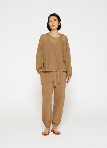 balloon sleeve blouse | cedar brown